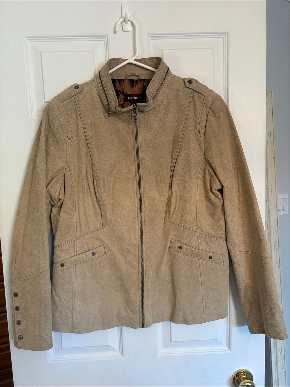 DANIER Light Brown Suede Leather Zip-Up Jacket